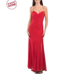 ISSUE NEW YORK Red Silk Blend Fitted Gown